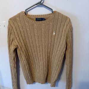 Ralph Lauren Tan Cable Knit Crewneck Sweater